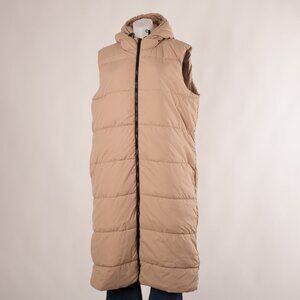 Brave Soul Camel Hooded Longline Puffer Vest Size M